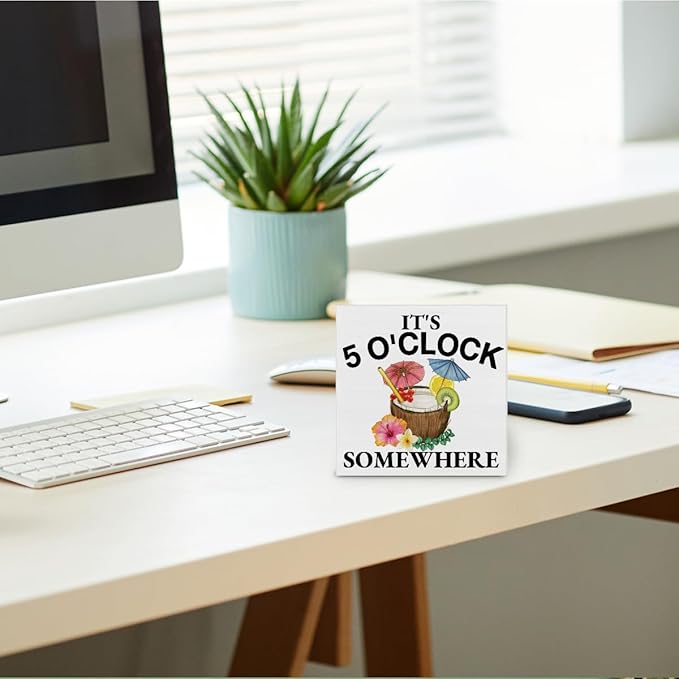 Beach Decor - Summer Beach Decorations Summer Fruit Wooden Sign Home Shelf Desk Decor 5 X 5 Inches