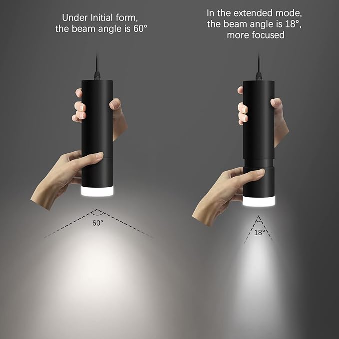 OKELI Pendant Lights Kitchen Island, Modern Unique Adjustable Focus Pendant Lighting for Kitchen Island Dining Room, Bedroom,Bar, Black LED Mini Spot Pendant Lights with 20W,4000K, ETL5026458(1Pack)