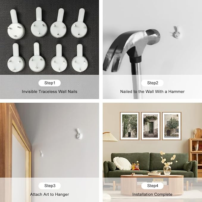 HOURIA Large Vintage Italy City Landscape Framed Canvas Wall Art Set,Green Olive Tree Old House Wall Decor,Malta Modern Minimalist Country Farmhouse Art Print for Living Room,Bedroom,Office- 24"x36"x3