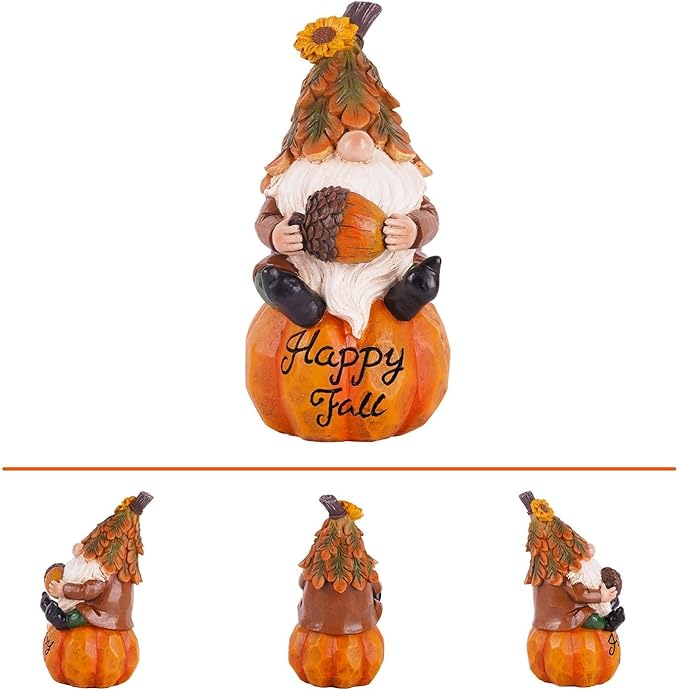 Topadorn Fall Gnomes Decor for Yard Outdoor Set of 2 with Pumpkin and Sunflower- for Thanksgiving and Halloween Home Garden Decorations