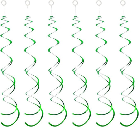 30 Pieces Green Party Hanging Swirls, Plastic Streamer Ceiling Decorations Wedding Baby Shower Birthday Party Decorations