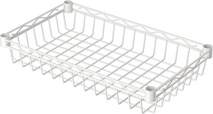 SINGAYE 6 Tier Basket Shelf Wire Shelving Unit Adjustable Storage Shelves Big Basket Rack for Garage Kitchen Office Pantry Corner 17" Dx12 Wx63 H White