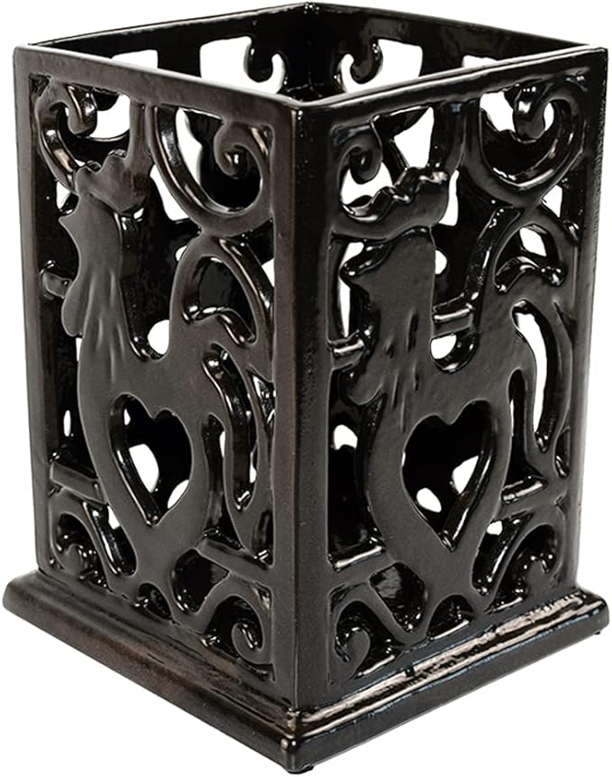 Vintage Utensil Holder for Countertop, Robust Cast Iron Utensil Holder for Kitchen Counter Cooking Tools Crock Spoon and Spatula Holder Organizer, Coffee Gold