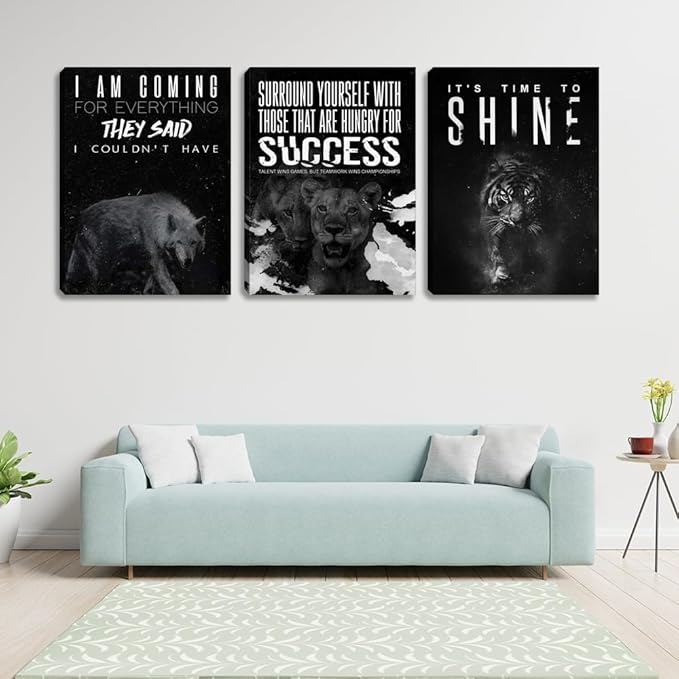 Black Office Wall Decor Motivational Wall Decor Bedroom Living Room Decor Men Wall Art for Office Inspirational Wall Art Painting Poster Prints Canvas Wall Art Framed (36" Wx16 H)