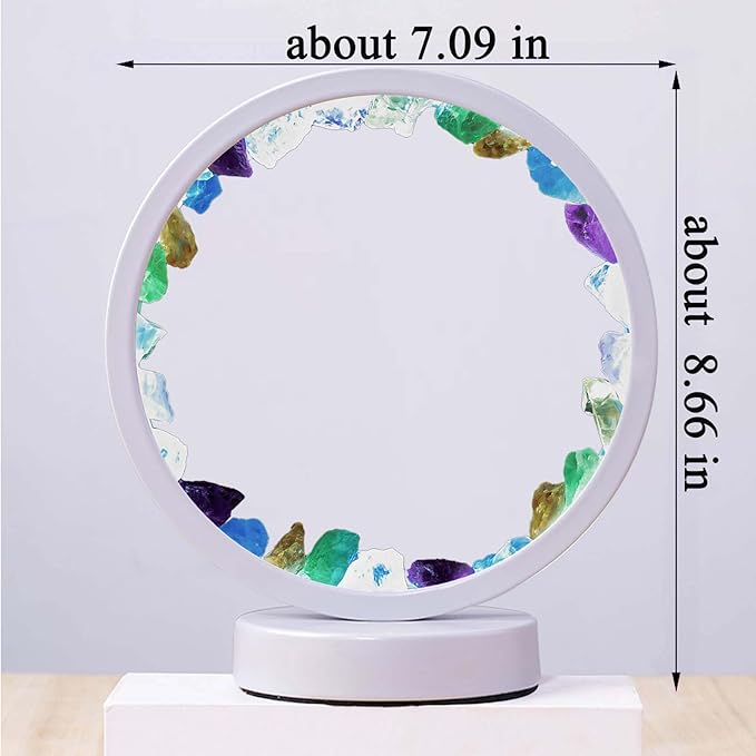 Runyansghi Chroma Gravel Night Lamp 8.6" Natural Healing Crystal Bedside Lamp USB Port 3 Colours Dimming Mode Bedroom Lamp Suitable Night Light for Living Room Bedroom Office Home Decor Ideal Gift