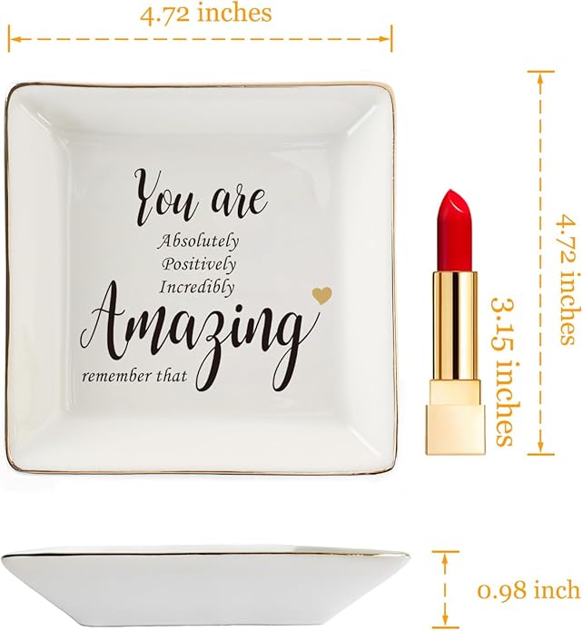 HOME SMILE Ceramic Ring Dish Jewelry Tray for Mom Sister Friends