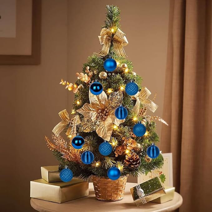 30PCS 2" Christmas Ball Ornaments Shatterproof Blue Christmas Tree Decorations Xmas Tree Balls Halloween Ornaments Décor