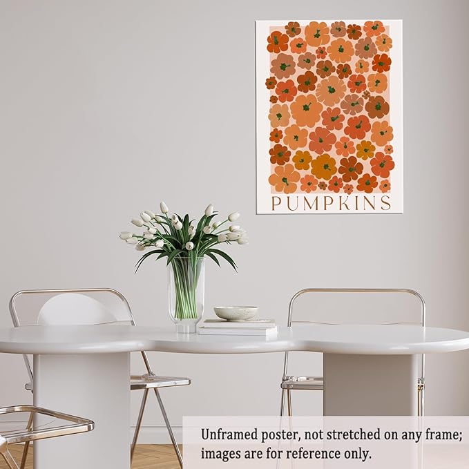 Modern Autumn Wall Art Pumpkin wall art Vintage Pumpkin poster Large Fall Canvas Print posters Autumn 70s colors fall wall art Modern Pumpkins decor 11x14 Unframed