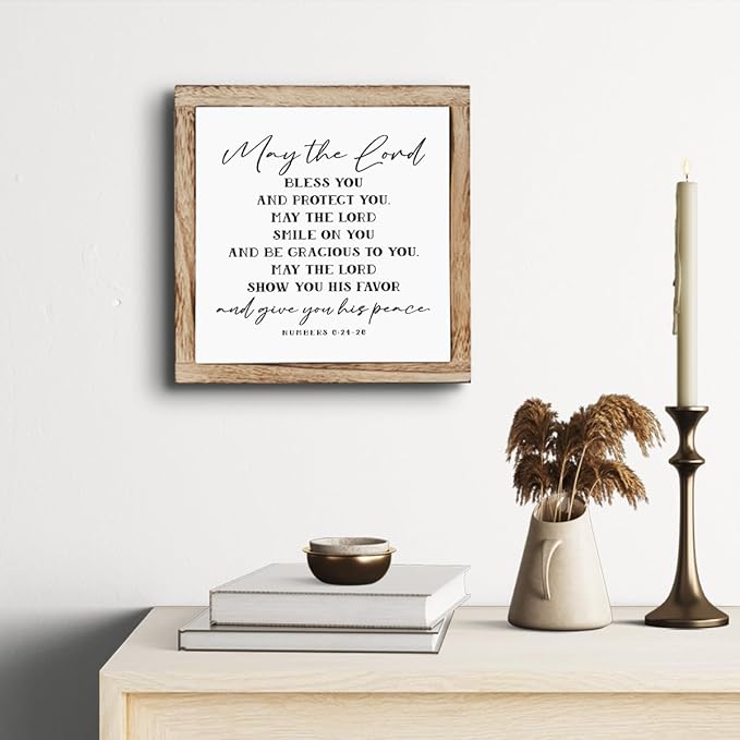 SUSZDOU Scripture Sign, May the Lord Bless You and Protect You Sign, Wooden Plaques Box Signs, Blessing Sign, Christian Home Decor, Christian Gift, Bible Verse Decor Sign, Numbers 6:24-26 Sign