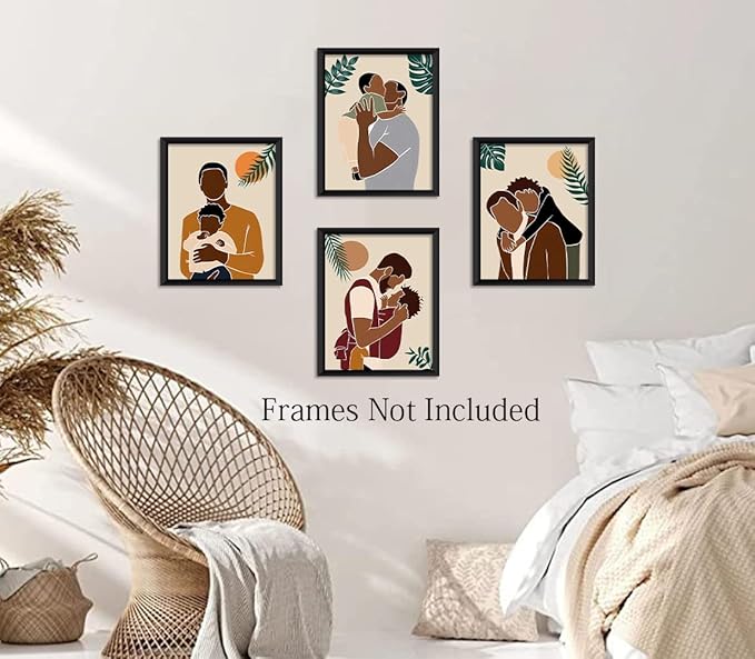 African American Wall Art Boho Black men Wall Decor Abstract Black man Art Pictures Canvas Prints Modern Minimalist Painting Poster,Abstract Boho Wall Art Prints Set of 4 suitability Fashion Bedroom