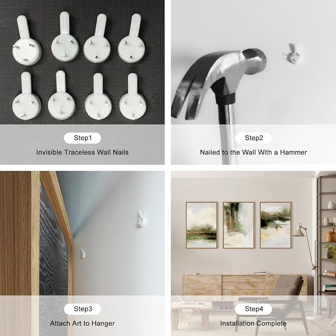 KAIRNE 3Pc Green Abstract Neutral Framed Canvas Wall Art Set, Modern Watercolor Shapes Wall Decor, Minimalist Pastel Wall Painting, Brown, Gray Tan for Living Room, Bedroom, Office 16x24 Inch