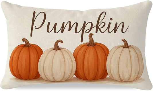 PANDICORN Fall Pillow Covers 12x20, Harvest Orange Pumpkin Lumbar Decorative Cushion Case, Fall Decorations for Home Decor Outdoor Farmhouse Thanksgiving Autumn Pillowcase for Living Room Sofa Couch