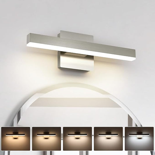 Joossnwell Bathroom Light Fixtures Brushed Nickel Vanity Lights Bar 5cct Dimmable Modern Bath Lighting Fixture Over Mirror Led Vanity Light for Bathroom 15.74 inch ETL Certificated