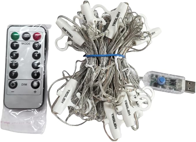 YEOLEH String Lights Curtain,USB Powered Fairy Lights for Party Bedroom Wall,8 Lighting Modes & IP64 Waterproof Ideal for Wedding Valentines Day Decor (Multi-Colored,7.9Ft x 5.9Ft)