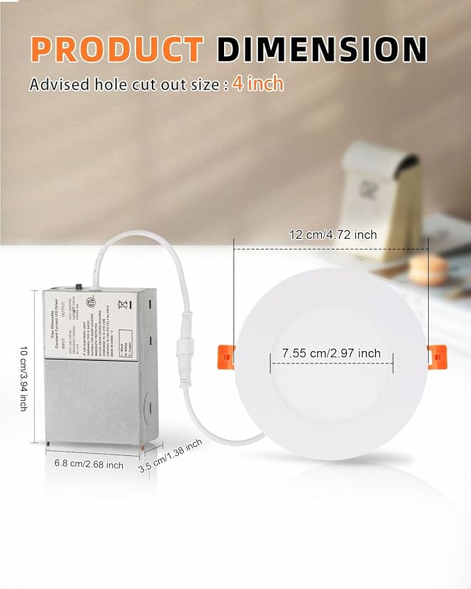 ZYC recessed Lighting 4 inch - 6Pack 9W 800LM High Brightness,5CCT 2700K-5000K Selectable,Ultra-Thin LED Recessed Ceiling Light,Dimmable Canless Wafer Downlight,Pack of 6 Brushed Nickel.