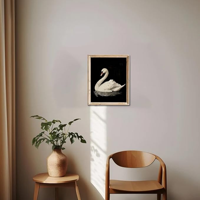 RETRART Vintage Swan Canvas Wall Art - Swan Vintage Art Prints for Wall Decor, Swan Print Elegant Animal Oil Painting Decor for Living Room Bedroom Kitchen - 8" x 10" - UNFRAMED