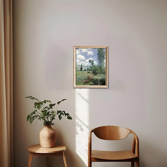 RETRART Vintage French Wall Art, Wildflower Landscape Painting Art - French Cottage Living Room Wall Decor - 8" x 10" Unframed Canvas Prints for Bedroom Living Room Bathroom Spring Landscape