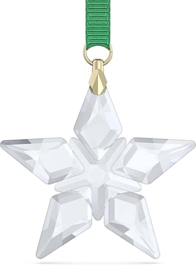 Swarovski Annual Edition 2023 Little Star Ornament with Green Ribbon and Gold-Tone Finished Accents, Part of the Swarovski Annual Edition Collection