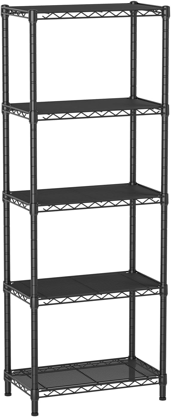 SINGAYE 5 Small Wire Shelves Kitchen Pantry Close Home Organizers and Storage Bathroom Shelf Laundry Room Organization Adjustable Book Metal Garage Shelving Unit
