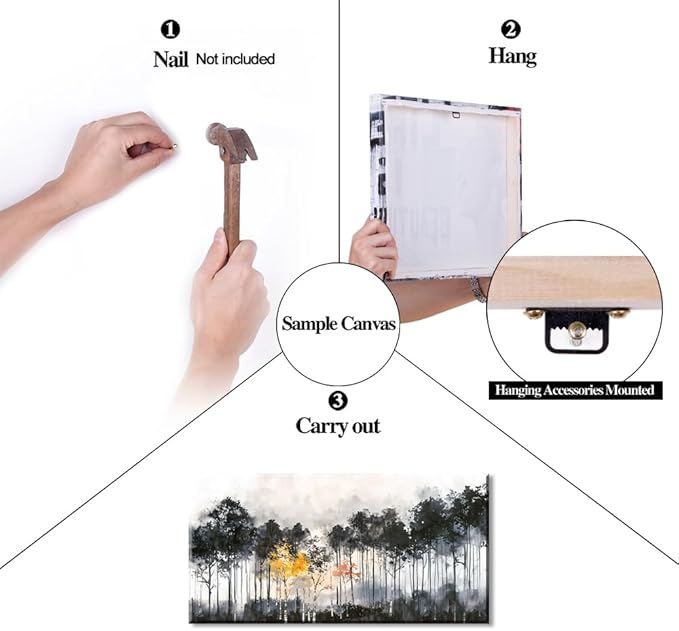 ZESTFLICKR Wall Art canvas for ink wash painting black and white trees forest traditional Chinese painting of Study office living home decoration. (28x58inch)