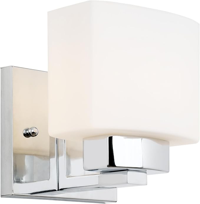 Design House Dove Creek Wall Light Sconce – Dimmable with Frosted Glass for Hallway, Bathroom, Foyer, Bedroom – Polished Chrome, 589663