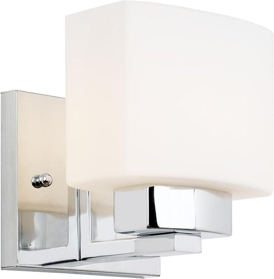 Design House Dove Creek Wall Light Sconce – Dimmable with Frosted Glass for Hallway, Bathroom, Foyer, Bedroom – Polished Chrome, 589663