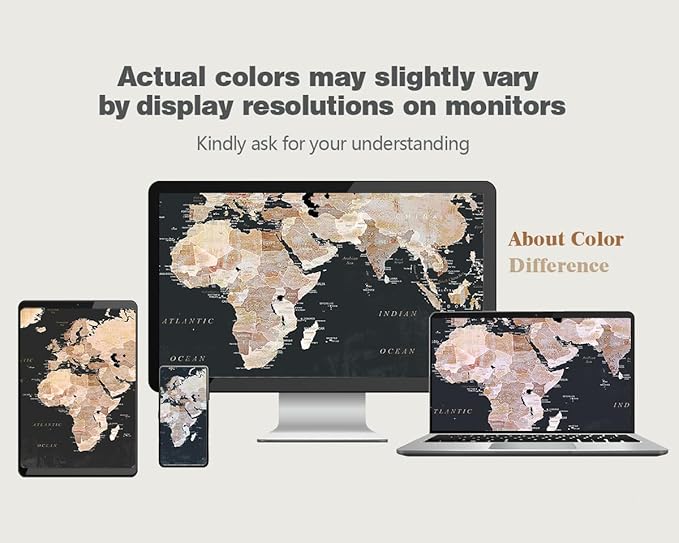 Living Room Wall Art Vintage Home Office Decor Extra Large Bedroom Wall Decor Black Pictures for Home Decorations Map Paintings