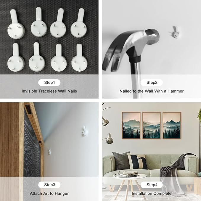 HPNIUB Large Green Mountain Framed Canvas Wall Art,Foggy Forest Wall Decor,Modern Watercolor Boho Pine Tree Wall Painting,Nature Mountains Landscape Art Print for Living Room,Bedroom,Office-16 x24 x3