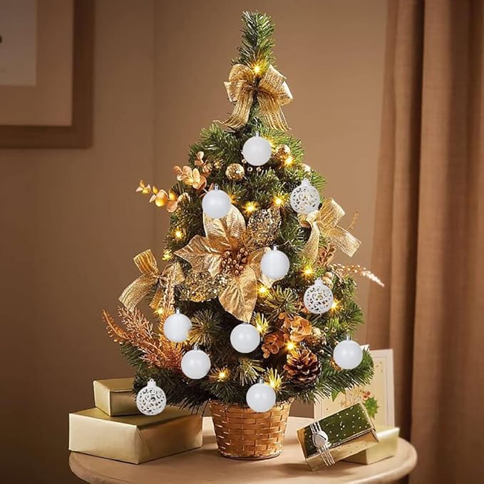 30PCS 2.36" Christmas Ball Ornaments Shatterproof Pearl White Christmas Tree Decorations Xmas Tree Balls Halloween Ornaments Décor