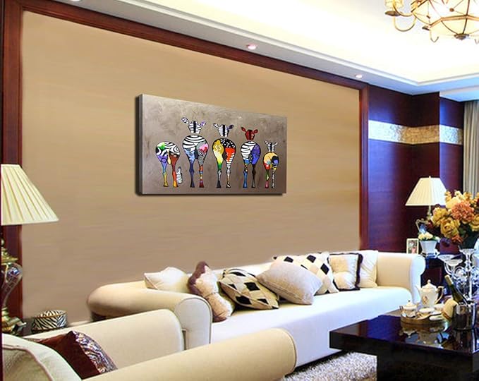 DZL Art D72550 Canvas Prints Wall Art Paintings Animal Painting Five Colorful Zebra Modern Art Stretched Ready To Hang for Living Room Bedroom Decoration