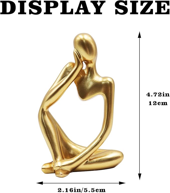 Thinker Statues and Sculptures, Resin Thinker Statue Ornaments, Abstract Style Sculptures, Housewarming Gifts, Housewarming Decorations, Living Room Dining Desk Decorations(Gold Right, Small)