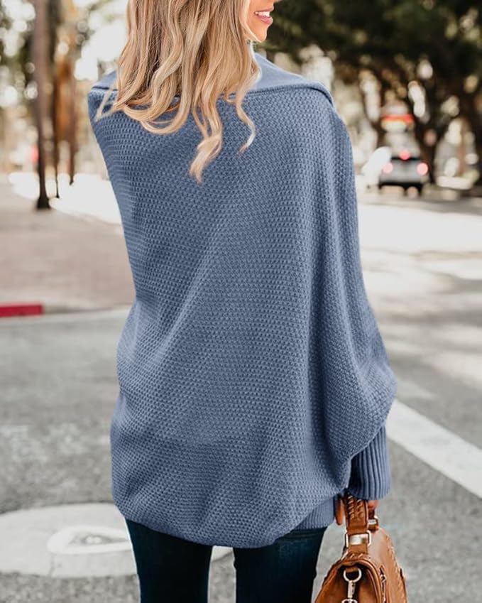 Imily Bela Women's Kimono Batwing Cable Knitted Slouchy Oversized Wrap Cardigan Sweater