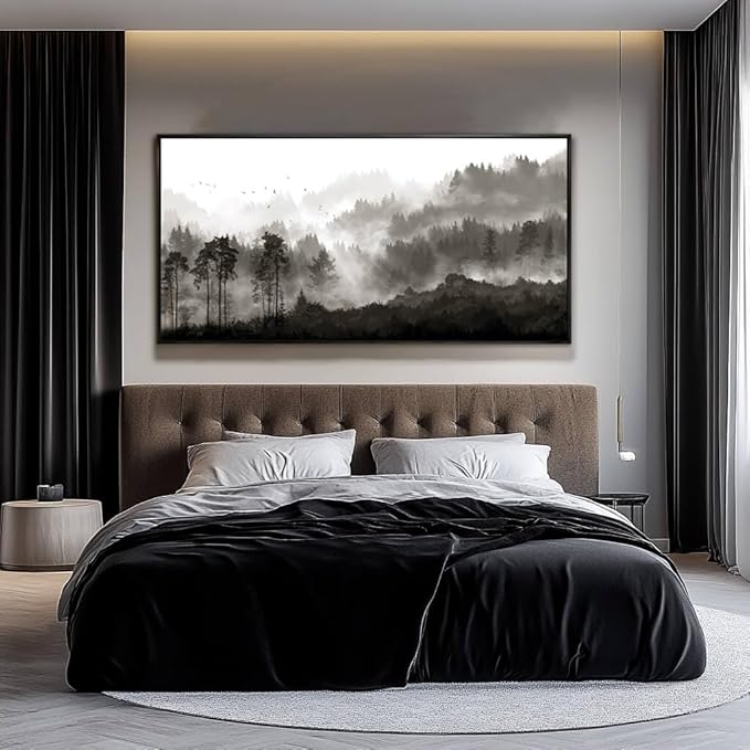 Wall Art Trees for Living Room Large Canvas Wall Art for Bedroom Framed Black And White Wall Paintings Bedroom Wall Decor Pictures 24”x48”