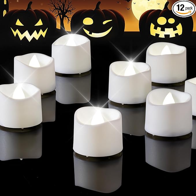 Homemory Cool White Flameless LED Tea Lights Candles, 200+Hour Battery Operated Fake Electric Votive TeaLights for Christmas, DIY Mood Lighting, Party, Holiday, Funeral, Home Decor, 12-Pack