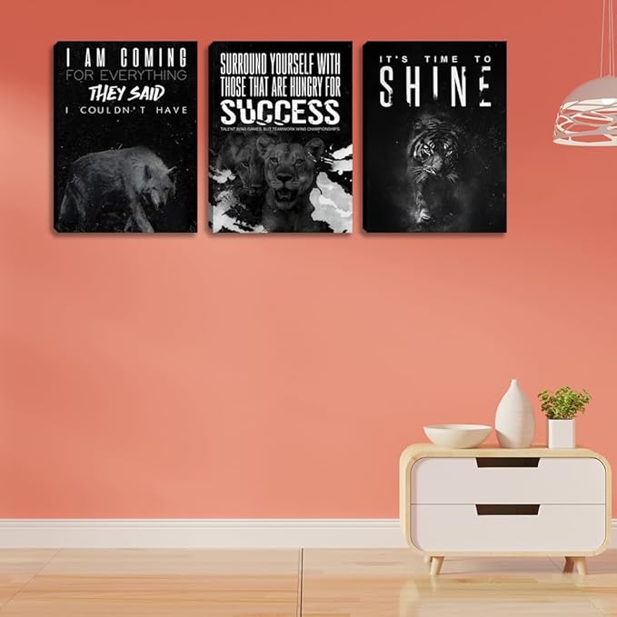 Black Office Wall Decor Motivational Wall Decor Bedroom Living Room Decor Men Wall Art for Office Inspirational Wall Art Painting Poster Prints Canvas Wall Art Framed (36" Wx16 H)