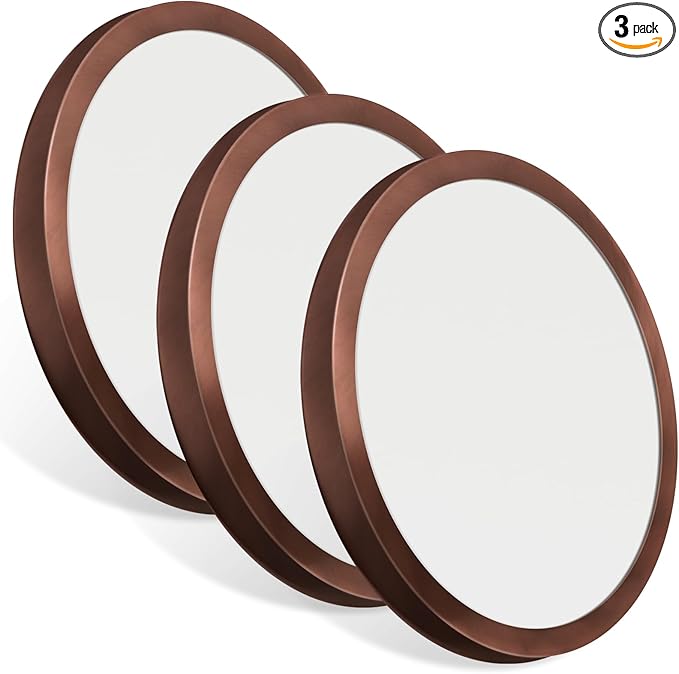 Energetic 5CCT Flush Mount Ceiling Light Fixtures, 26W LED Ceiling Lights for Bedroom, Kitchen, Bathroom, Hallway, 2700/3000/3500/4000/5000K, Super Slim, 11 Inch, Brushed Brown Metal Ring, 3 Pack