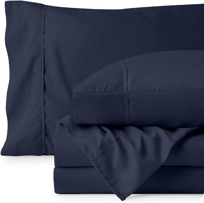 Bare Home Twin XL Sheet Set - College Dorm Size - Luxury 1800 Ultra-Soft Microfiber Twin Extra Long Sheets - Deep Pockets - Easy Fit - Extra Soft - 3 Piece Set - Bed Sheets (Twin XL, Midnight Blue)