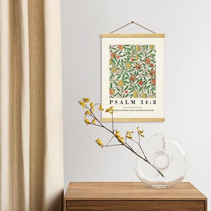 Christian Canvas Poster, Psalm 34:8 Canvas Poster Wood Hanger, Christian Wall Art, Bible Verse Posters, William Morris Prints Decor, Modern Canvass Posters Decors, Home Decor Accent