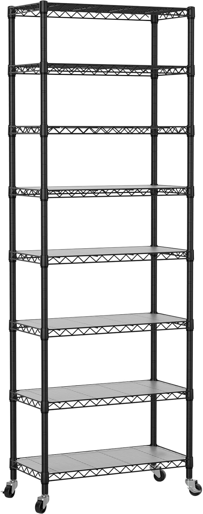 SINGAYE 8 Garage Heavy Duty Shelving Unit Kitchen Pantry Close Home Organizers and Storage Bathroom Shelf Laundry Room Organization Industrial Book Metal Wire Adjustable Shelves