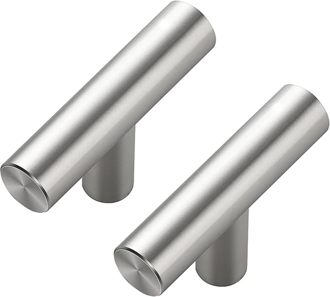 10 Pack Brushed Nickel Cabinet Knobs - Kitchen Cabinet Knobs Silver Cabinet Pulls for Kitchen Cabinet Drawer Stainless Steel Dresser Knobs for Cabinet Hardware 2in Length Single Hole T Bar