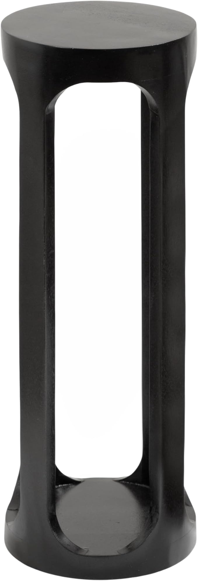 Kate and Laurel Dahl Modern Wooden Round Drink Table; 8 x 23; Black; Transitional Circle Wood Accent Pedestal Table for Living Room Plant Stand or Small Bedroom Nightstand