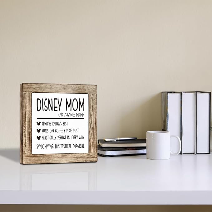 Farmhouse Wooden Mom Definition Plaque Sign, Tabletop Decor for Home, Freestanding or Desktop Display