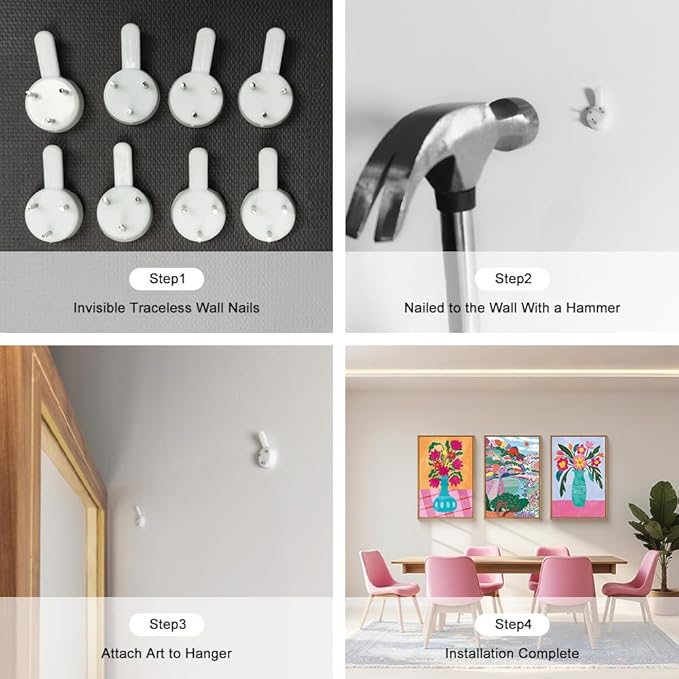 HOURIA Colorful Flower Field Landscape Framed Canvas Wall Art Set,Abstract Pink Floral Vase Wall Decor,Natural Botanical Tree Artwork,Modern Sunrise Art Prints for Living Room,Farmhouse-24 x36 x3