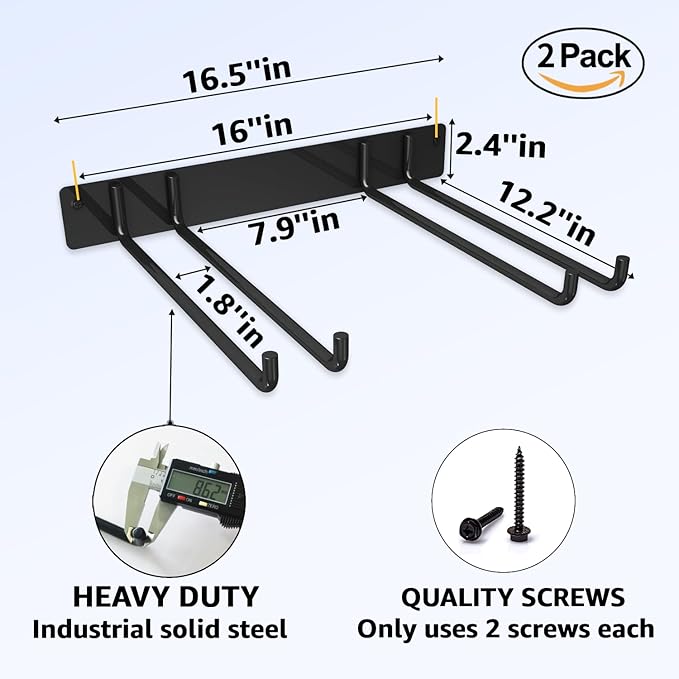 YYR Folding Chair Storage Rack, Garden Tool & Foldable Chairs Organizer Hangers for Garage Organization, Lawn, Beach, Camping, Yard Chairs Hooks Wall Mount, Soild Metal Max Load 240 LBS - 2 Pack