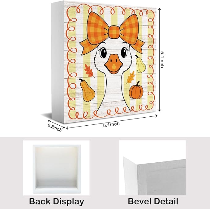 Silly Goose Fall Decorations for Home Office, Fall Pumpkin Decor for Bethroom, Autumn Goose Gifts for Animals Lovers Holiday Decor 5 x 5 inches (Tub 1705)