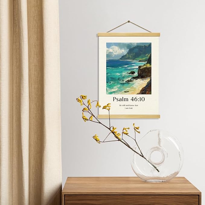 Vintage Christian Canvas Poster, Psalm 46:10 Canvas Poster Wood Hanger, Christians Wall Art, Bible Verse Posters, Modern Canvass Posters Decors, Home Decor Accent, Christian Gift