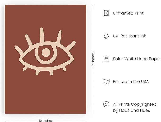 HAUS AND HUES Boho Posters Mid Century Modern Wall Decor - Abstract Art Prints | 12" x 16" UNFRAMED