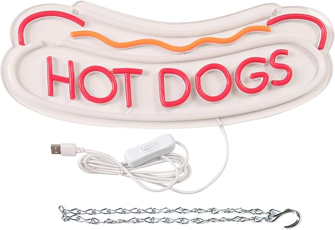 Balanar HOT DOGS Neon Signs for Wall Decor Neon Lights for HOT DOGS Shop Led Business Signs Suitable for Fast Food shops Christmas Birthday Party Gift Led Art Wall Hanging Decorative Lights