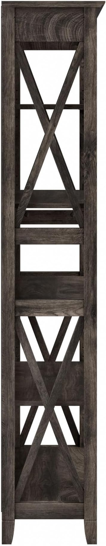 Bush Furniture Tall 5 Shelf Bookcase for Living Room or Home Office, Large Bookshelf, Modern Farmhouse Style, Key West Collection, Dark Gray Hickory
