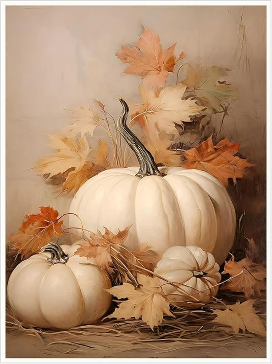 Fall Wall Decor Pumpkin Still Life Canvas Print Poster Rustic Fall Art Vintage Autumn Wall Art Halloween Autumn Decor Thanksgiving 11x14 Unframed